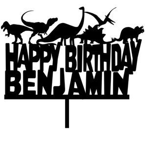 Custom Name Dino Jurassic Acrylic Cake Topper